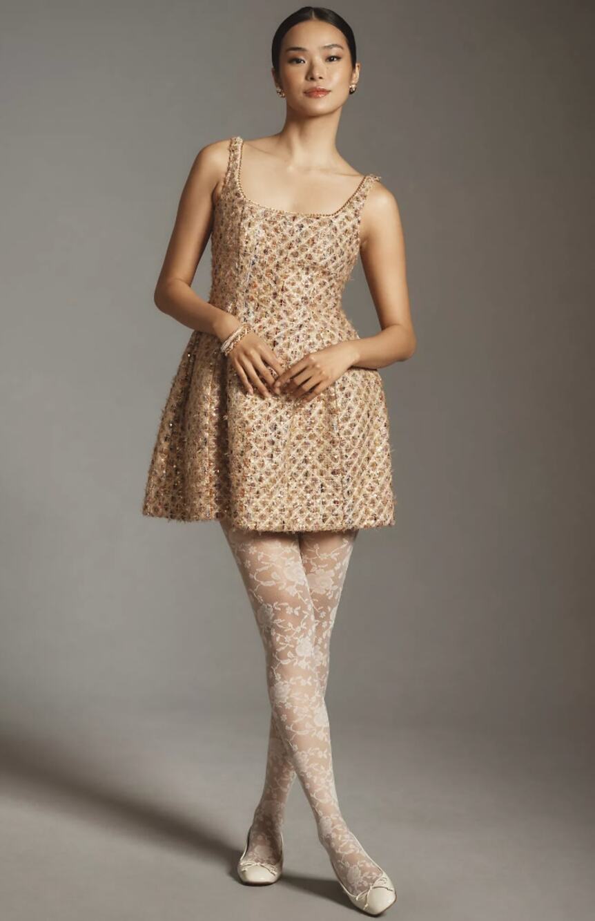 Maeve Anthropologie Tweed Fit & Flare Mini Dress 6